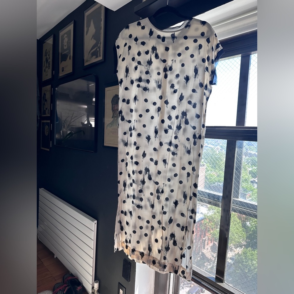 Black and white dot midi dress